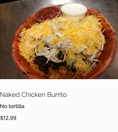 naked chicken burrito